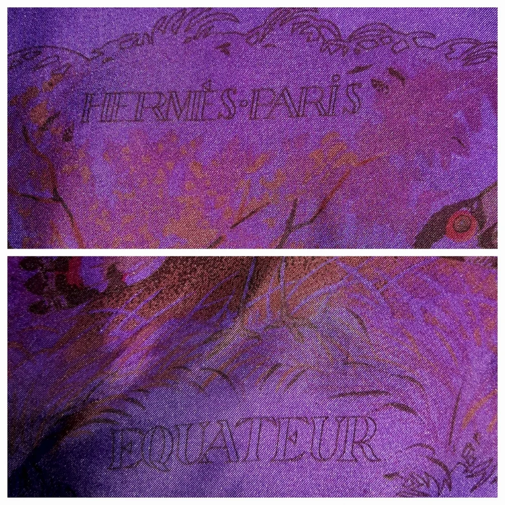 HERMÈS Equateur Silk Twill Scarf Dip Dye 140cm Violet/Multi - Picture 15 of 16